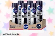 Spray desodorante Nivea Men Black & White x6 unidades, descuento brutal y super chollo para mantenerte fresco todo el día. ¡Aprovecha esta oportunidad ahora y siéntete imparable!