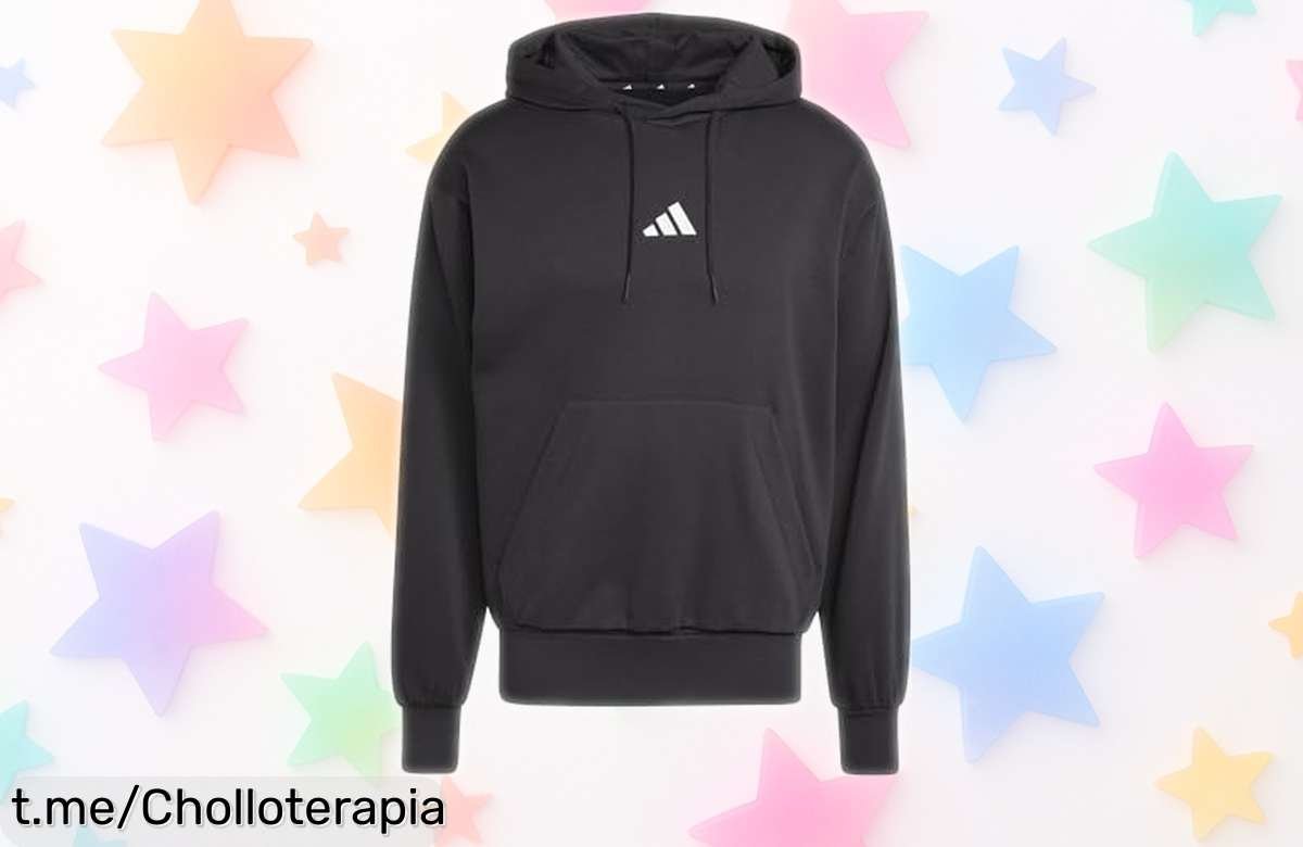 Sudadera Adidas con capucha y bolsillo gigante en estilo clásico, ¡descuentazo imperdible! Da el paso hacia un look cool que no podrás dejar escapar.