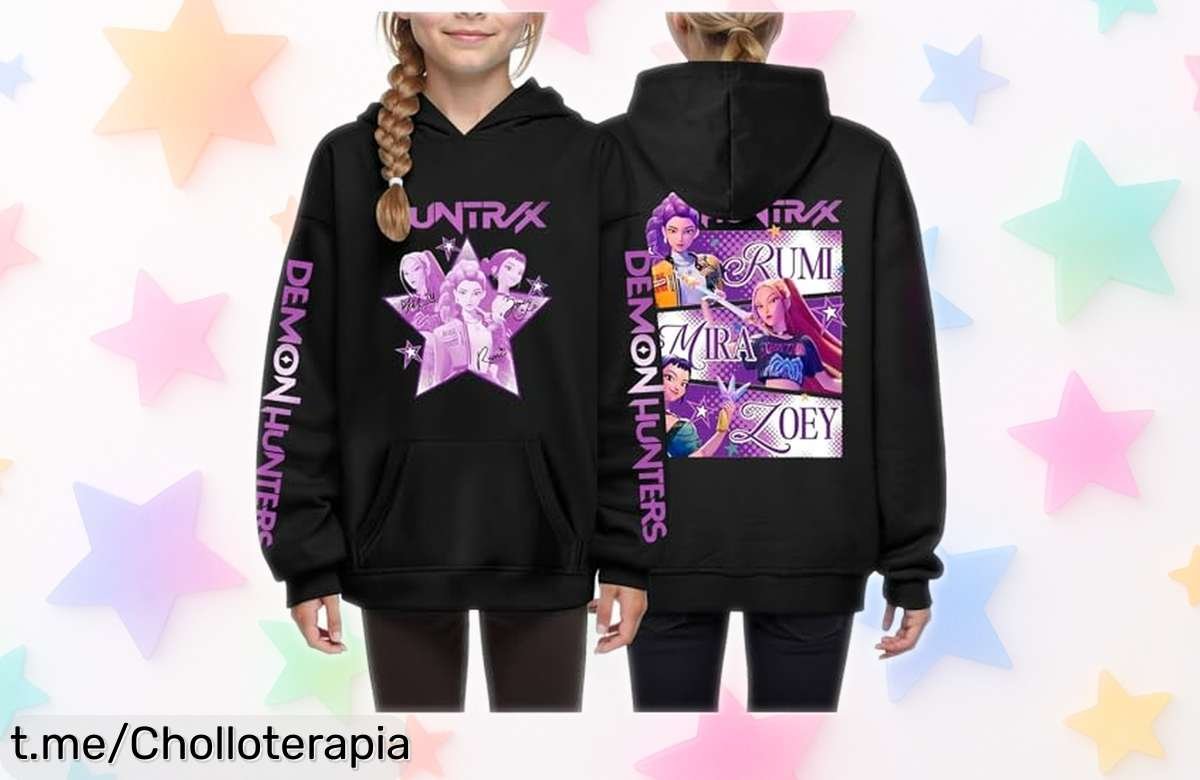 Sudadera K Pop con capucha para niñas DDemon Hunters, ¡descuento brutal y estilo Y2K! Haz que tu pequeña luzca espectacular, pero date prisa que se agotan rápido.