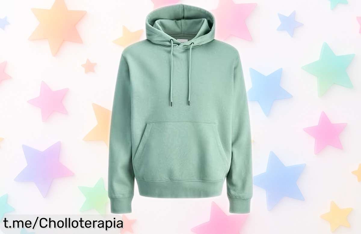 Sudadera con capucha Jack & Jones en azul mineral, diseño holgado y hombros descubiertos ¡No te pierdas este super chollo para lucir un estilo fresco e irresistible!