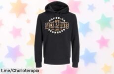 Sudadera con capucha Jack & Jones negra, diseño versátil y resistente con un descuentazo imperdible que hará lucirte genial todo el año. ¡No lo pienses más, corre antes de que se acabe!