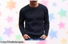 Suéter azul marino NITAGUT con patrón trenzado a un precio loco, ¡un súper chollo que combina con todo! No dejes pasar esta oportunidad única y vístete bien.