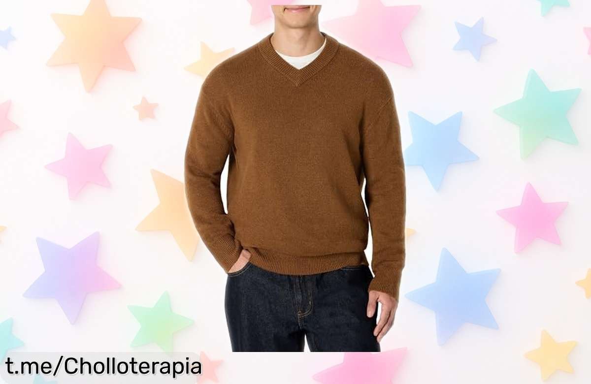 Suéter con cuello en V Amazon Essentials para hombre a precio loco: ¡las miradas se detendrán en ti! No lo dejes escapar, aprovecha este ofertón antes de que desaparezca.