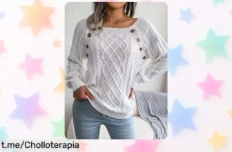 Suéter de punto casual con cuello cuadrado y botones, perfectamente otoñal. ¡Precio rebajado que se va volando! Lleva el tuyo y deslumbra en cada paso este invierno.