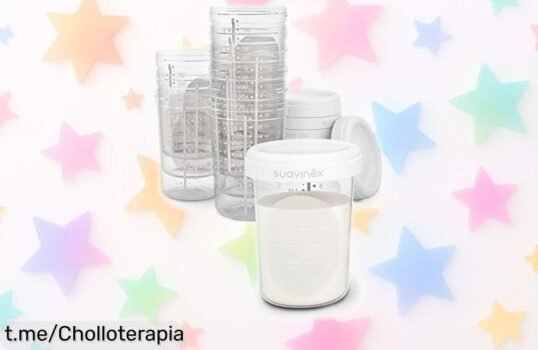 Tarritos Suavinex para almacenar leche materna a un precio rebajado, ¡un super chollo que garantiza frescura y cero derrames! No dejes pasar esta oportunidad única.