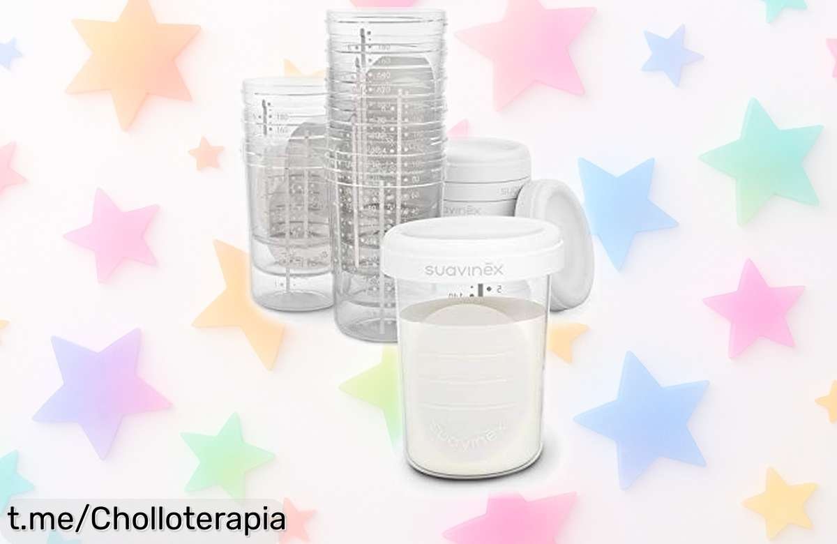 Tarritos Suavinex para almacenar leche materna a un precio rebajado, ¡un super chollo que garantiza frescura y cero derrames! No dejes pasar esta oportunidad única.