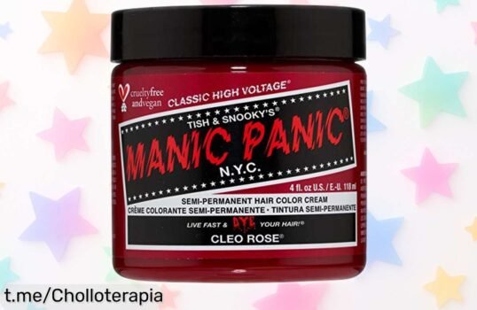 Tinte semipermanente rojo en crema Cleo Rose de Manic Panic, rebajado a un precio loco que no volverás a ver; dale vida y pasión a tu pelo antes de que se agote.