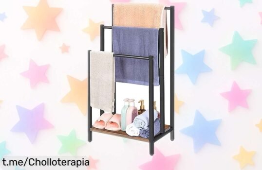 Toallero de pie con 3 barras súper resistente que organiza tu baño, a precio rebajado y por tiempo limitado ¡No dejes pasar esta oportunidad!