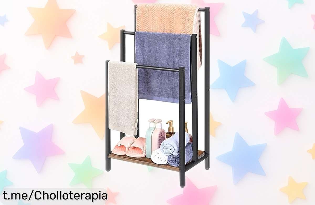 Toallero de pie con 3 barras súper resistente que organiza tu baño, a precio rebajado y por tiempo limitado ¡No dejes pasar esta oportunidad!