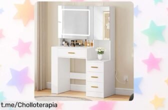 Tocador con iluminación y espejo ajustable para que tu espacio brille: super chollo limitado, ¡no dejes pasar esta oportunidad única de embellecer tu hogar!