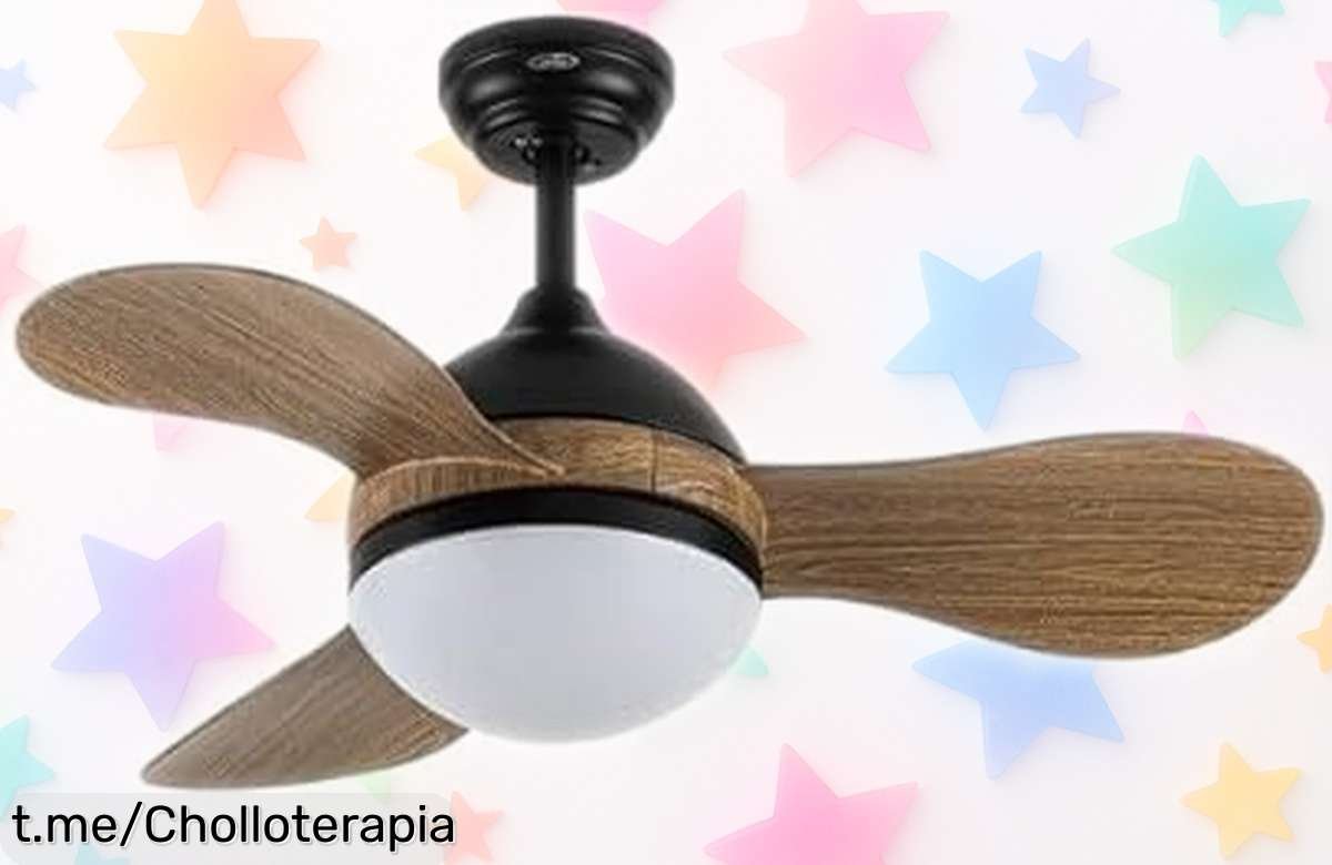 Ventilador de techo negro con aspas de madera y luz regulable a precio espectacularmente bajado, no te quedes sin disfrutar la frescura en casa ¡Aprovecha antes que se acabe!