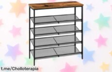 Zapatero metálico HOOBRO de 5 niveles, ¡precio rebajado! Organiza hasta 25 pares y dale un toque industrial a tu hogar. Corre ya que vuelan.