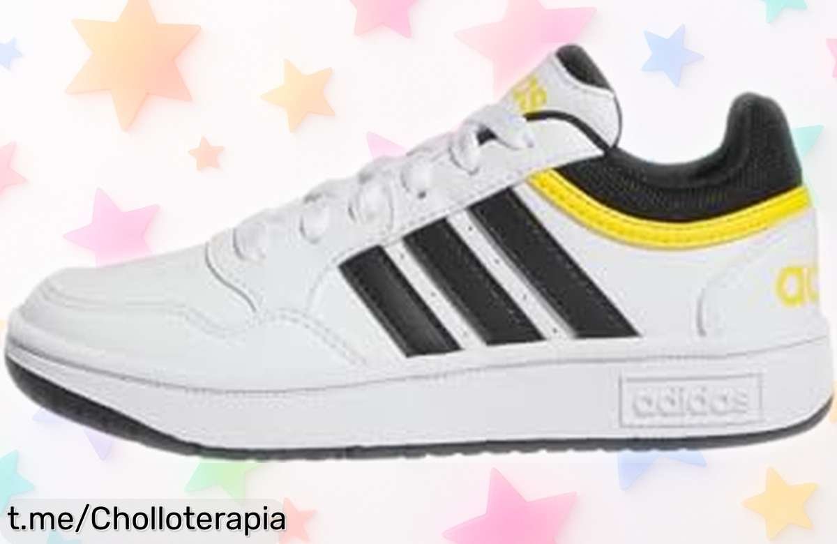 Zapatillas deportivas adidas Hoops para niños con diseño clásico y suela resistente a un precio rebajado, aprovecha este super chollo antes de que se acabe ¡tu peque lo merece!
