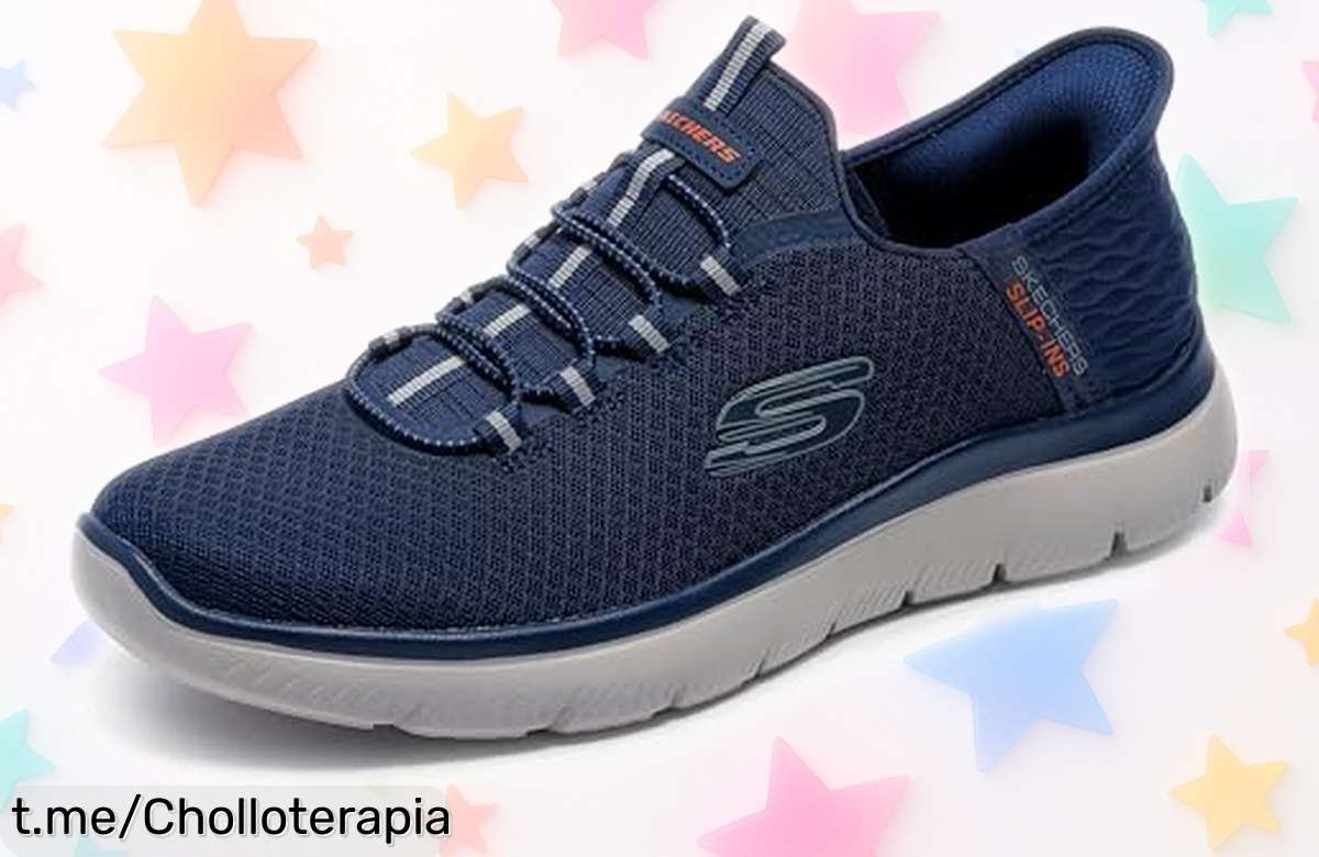 Zapatillas hombre Skechers Summits en malla navy, ahora a precio rebajado para que brilles con cada paso; corre y aprovecha este super chollo antes de que se agoten.