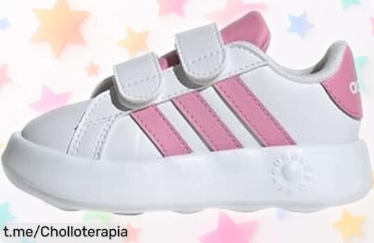 Zapatillas kids adidas Grand Court blancas con rosa a precio rebajado, ¡un super chollo que vuelan! Da a tus peques estilo y durabilidad asegurada. ¡No dejes pasar esta oportunidad y corre ya!