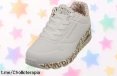 Zapatillas mujer Skechers blancas con cuña a precio loco: diseño exclusivo y comodidad insuperable, ¡hazte con ellas antes de que se agoten!