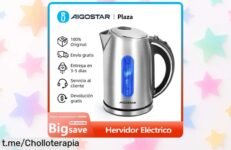 Hervidor eléctrico de acero inoxidable 1,7 L con iluminación LED y base 360º a precio increíble; ¡corre que este ofertón no durará y tu cocina lo necesita!