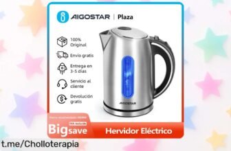Hervidor eléctrico de acero inoxidable 1,7 L con iluminación LED y base 360º a precio increíble; ¡corre que este ofertón no durará y tu cocina lo necesita!