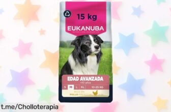 Alimento premium para perros senior Eukanuba con pollo fresco a precio rebajado; ¡no dejes escapar este ofertón que mantendrá feliz y saludable a tu mejor amigo!