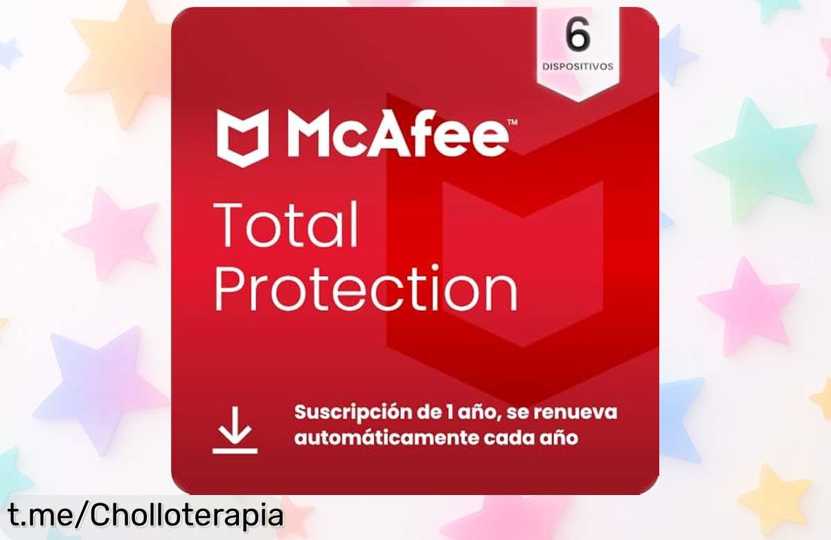 Antivirus total McAfee para 6 dispositivos con VPN y gestor de contraseñas a precio loco: ¡15 meses de tranquilidad por un super chollo que no puedes dejar escapar!