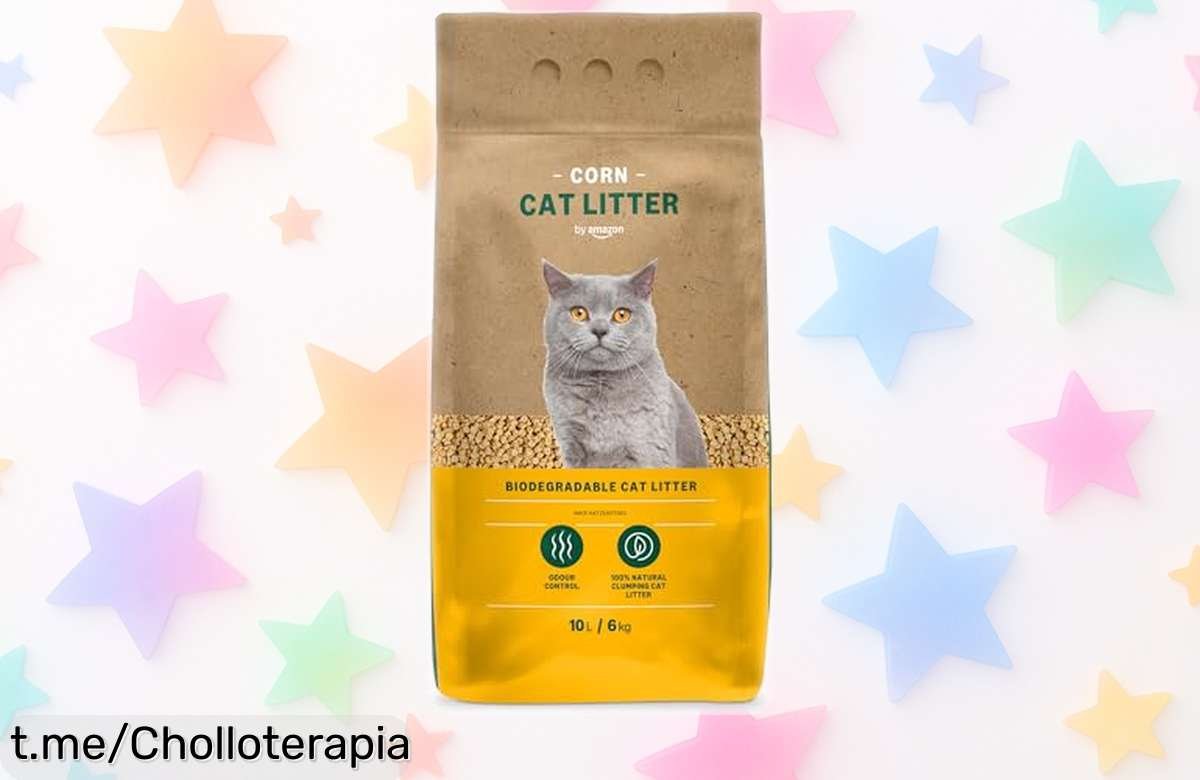 Arena para gatos Clumping Corn de Amazon, super chollo que se aglomera en segundos y ahora con precio rebajado. ¡Haz feliz a tu gato y sonríe sin esfuerzo!