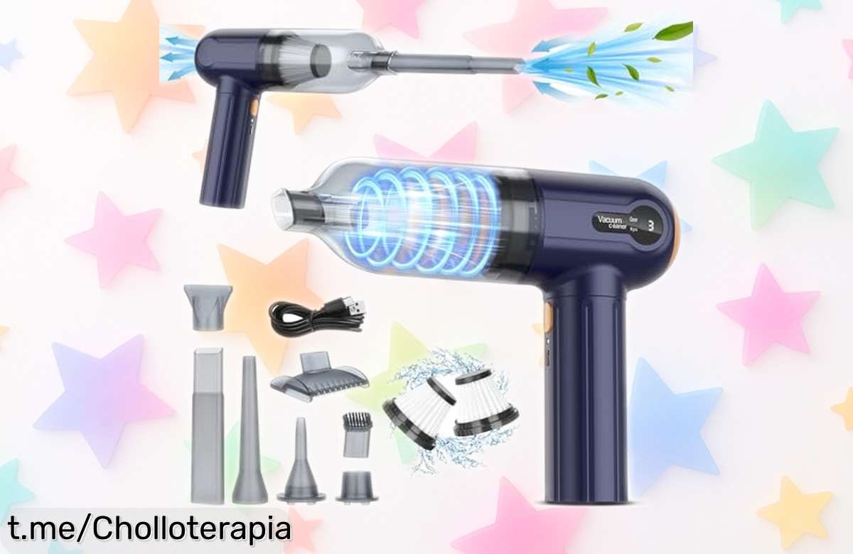 Aspiradora de mano para coche con succión brutal y carga USB, ahora a precio rebajado ¡Deja tu coche impecable en segundos y no te pierdas este súper chollo!