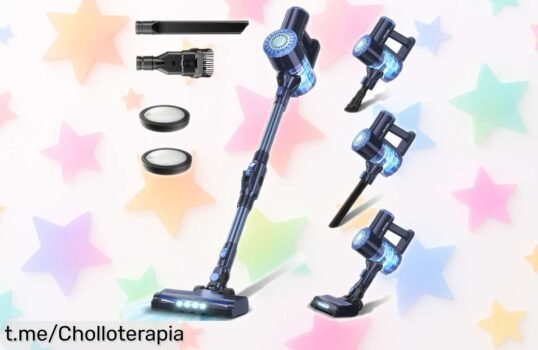 Aspiradora inalámbrica PrettyCare W400 con 6 funciones: enorme succión y varita flexible, ¡rebajada para que luches contra el polvo y disfrutes de un hogar reluciente!