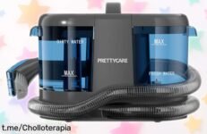 Aspiradora para alfombras PrettyCare PC808 con rociador 3 en 1: ¡Limpia manchas de mascotas y autos en solo 30 min! Ahora a precio rebajado, corre que vuela este súper chollo para tu hogar.