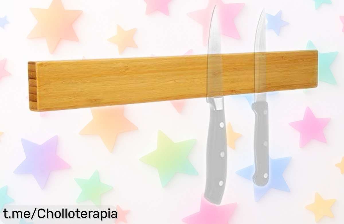 Barra magnética COM FOUR para cuchillos de bambú, sujeta todo con imán potente y diseño moderno: ¡ofertón limitado que no puedes dejar escapar para tu cocina!