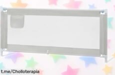 Barrera de seguridad para niños Woltu con doble bloqueo y bolsillo lateral: ¡ofertón caída de precio que protege a tu peque! Asegura su descanso ahora antes de que vuelen las unidades.