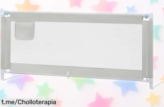 Barrera de seguridad para niños Woltu con doble bloqueo y bolsillo lateral: ¡ofertón caída de precio que protege a tu peque! Asegura su descanso ahora antes de que vuelen las unidades.