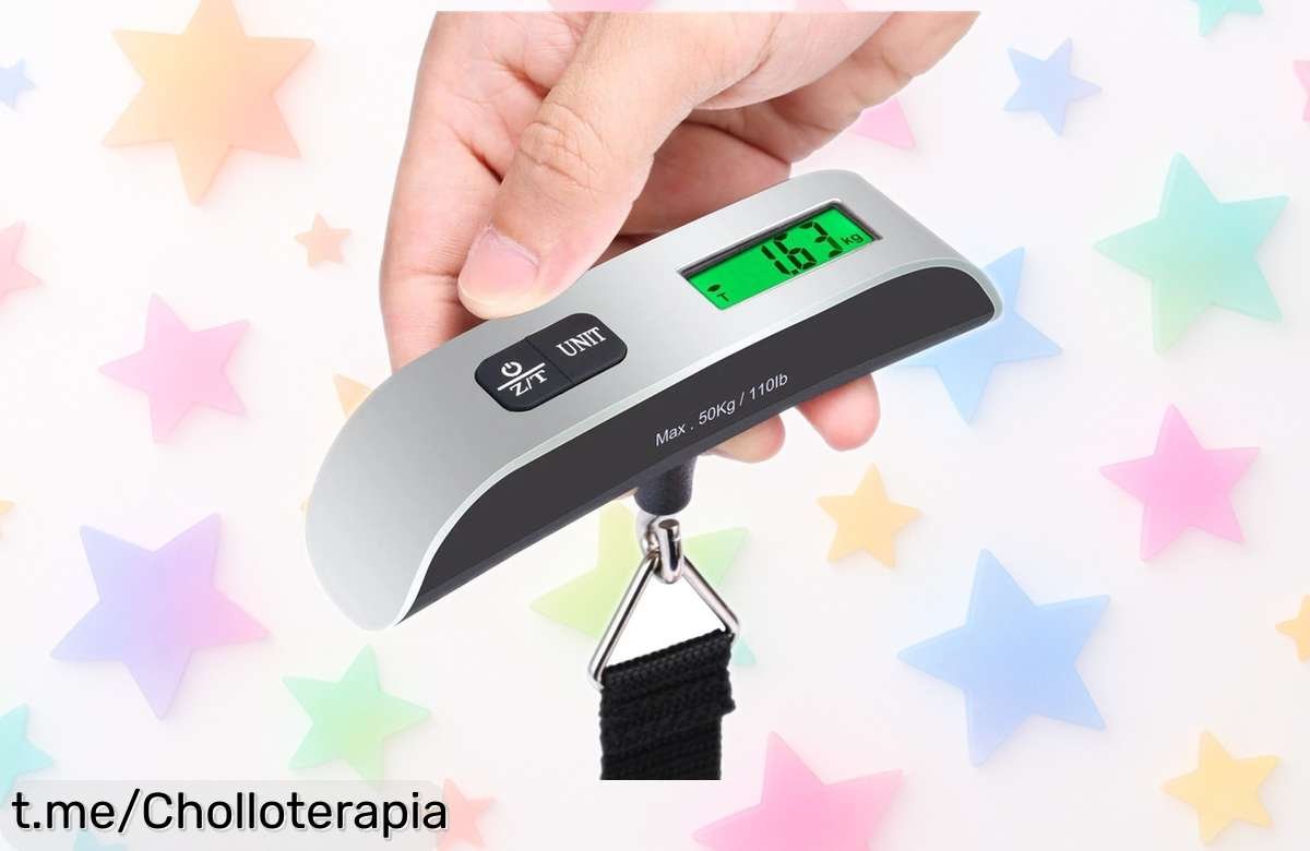 Báscula portátil con pantalla LCD para equipaje de hasta 50 kg, pesada precisa y fácil, ahora a un precio rebajado que te hará volar sin preocupaciones.