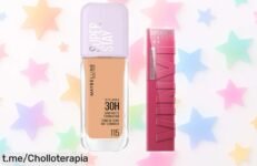 Base Maybelline Superstay Lumi Matte 30H y pintalabios Superstay vinyl ink, ¡ofertón increíble que te hará brillar todo el día! No dejes pasar esta oportunidad única.