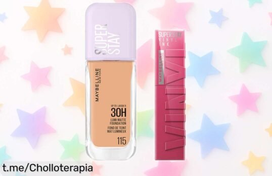 Base Maybelline Superstay Lumi Matte 30H y pintalabios Superstay vinyl ink, ¡ofertón increíble que te hará brillar todo el día! No dejes pasar esta oportunidad única.