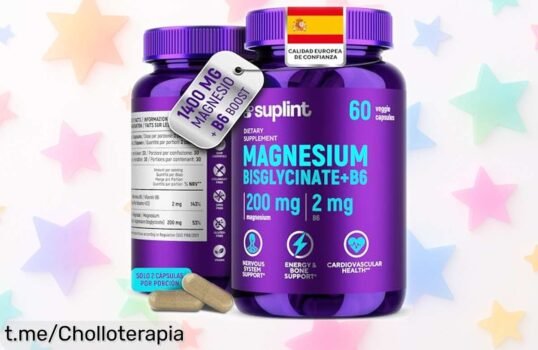 Bisglicinato de magnesio con vitamina B6: energía y menos cansancio a un precio rebajado que no puedes dejar pasar. ¡Hazte con ellas ya antes de que se agoten!