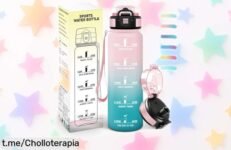 Botella de agua reutilizable Mulbijeo con frases motivadoras y marcador de tiempo: ¡No te pierdas este chollazo que te mantiene activo todo el día a un precio rebajado!