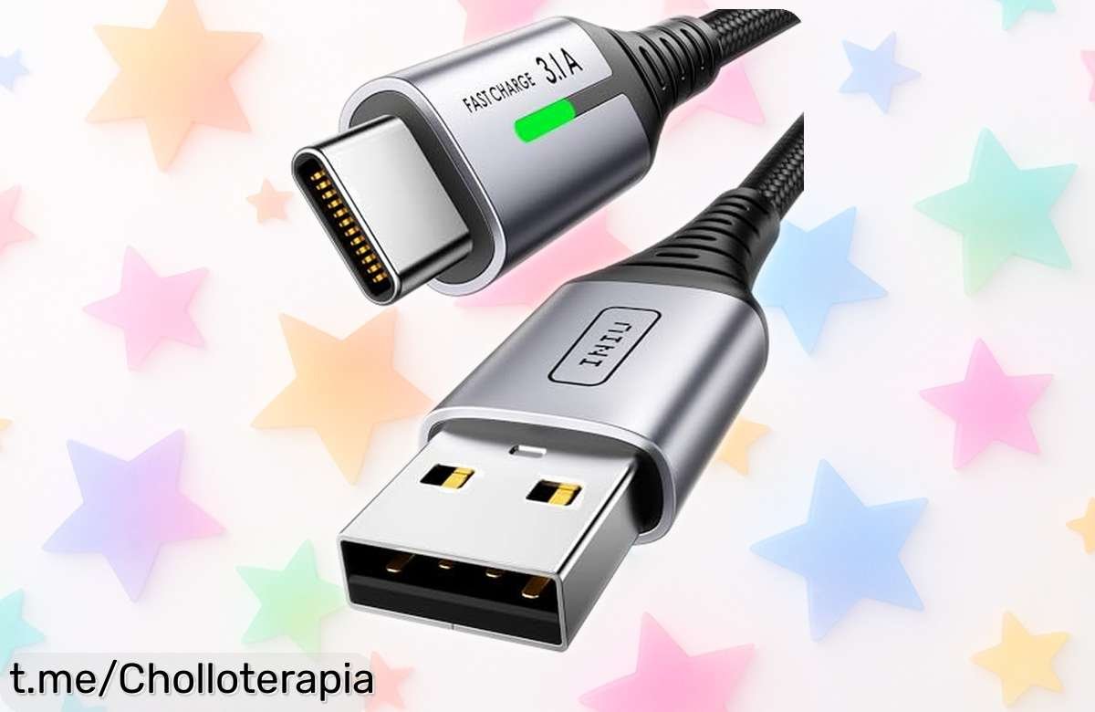 Cable USB A a USB C INIU 2m con carga rápida QC 3.0 y nylon trenzado, ¡rebajado por tiempo limitado! Lleva tu móvil al 93% en solo 1 hora, no te quedes sin energía y aprovecha este super chollo.
