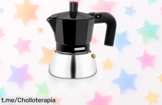 Cafetera italiana Monix de acero y aluminio, ¡precio rebajado que no vas a encontrar! Calienta rápido en cualquier cocina, date prisa y saborea cada sorbo al máximo.