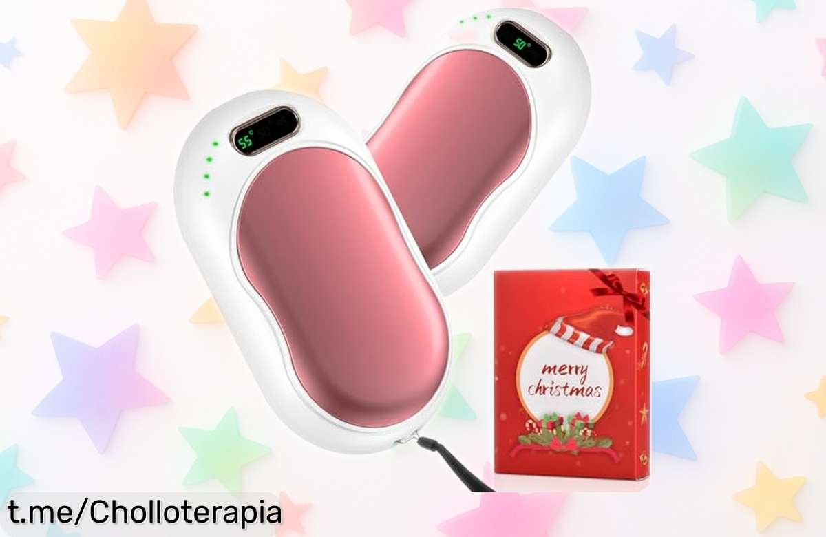 Calentador de manos recargable 2 en 1 rosa dorada: comparte calor al instante y disfruta hasta 7.5 horas, ¡no te pierdas este súper chollo!