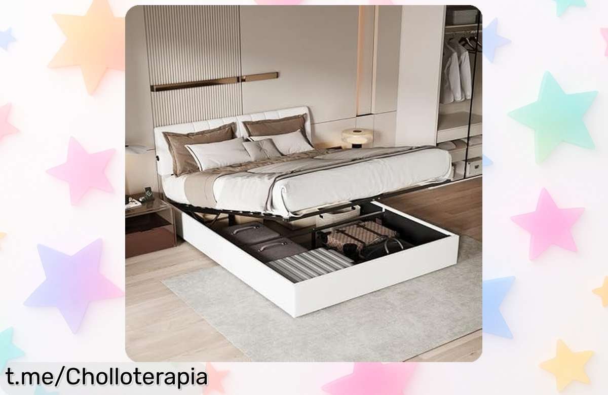 Cama moderna 140×190 con almacenamiento hidráulico y carga USB a precio rebajado: ¡No dejes escapar este ofertón exclusivo que te hará sentir en casa ya!