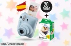 Cámara instantánea Instax mini 12 con 20 fotos a precio rebajado, captura tus momentos únicos ¡Aprovecha esta oferta limitada y haz que tu corazón lata más fuerte!