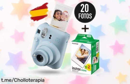 Cámara instantánea Instax mini 12 con 20 fotos a precio rebajado, captura tus momentos únicos ¡Aprovecha esta oferta limitada y haz que tu corazón lata más fuerte!