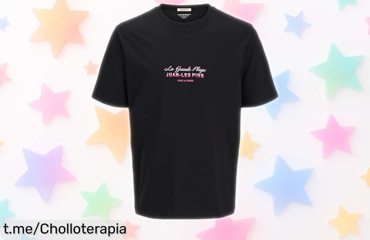 Camiseta Jack & Jones Jorcanggu negra, perfecta para cualquier plan casual, ¡super chollo a precio rebajado! No dejes que se te escape esta oportunidad y renueva tu estilo ya.