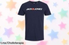 Camiseta azul slim fit Jack & Jones que aguanta tu ritmo diario a un precio rebajado; ¡no dejes pasar este super chollo y presume de estilo ahora mismo!