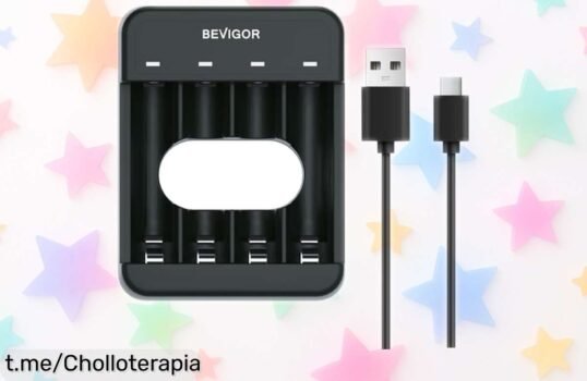 Cargador súper rápido Bevigor: carga 8 pilas al mismo tiempo y sin líos, ¡ahora a un precio rebajado! No dejes pasar este chollazo y haz que tus dispositivos vuelen ya.