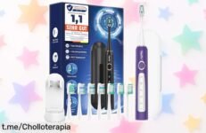 Cepillo eléctrico sónico para mujer con 50,000 vibraciones y estuche de viaje. ¡No te pierdas este súper chollo que hará brillar tu sonrisa cada día!