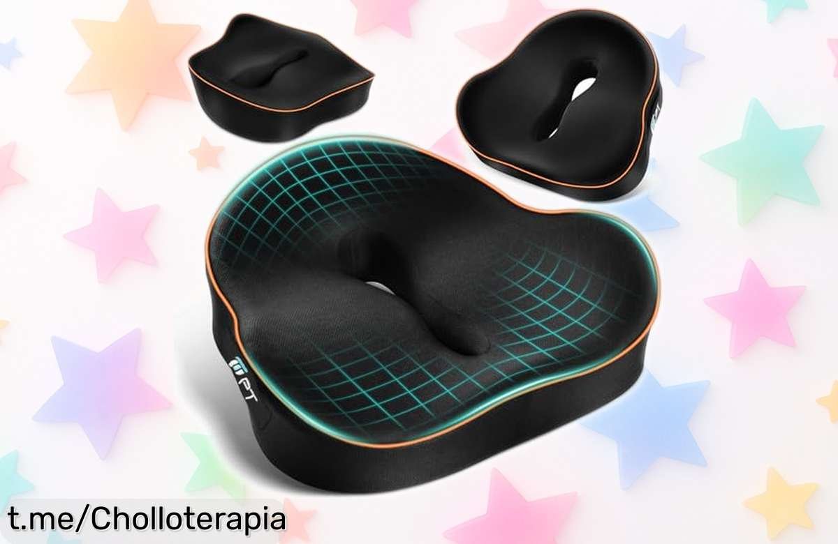 Cojín ortopédico Pootack de espuma viscoelástica con precio rebajado para aliviar tu espalda y coxis; no te pierdas este super chollo que te hará sentir como nuevo ya mismo.