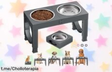 Comedero elevado para perros XBEN, 5 alturas ajustables y cuencos de acero inox a un precio rebajado que hará feliz a tu peludo ¡No esperes más y corre por el tuyo!