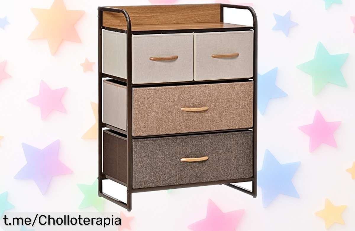 Cómoda estrecha HOMCOM con 4 cajones de tela, diseño moderno y fácil montaje; aprovecha el descuentazo y dale estilo a tu hogar antes de que se agote esta oportunidad única.