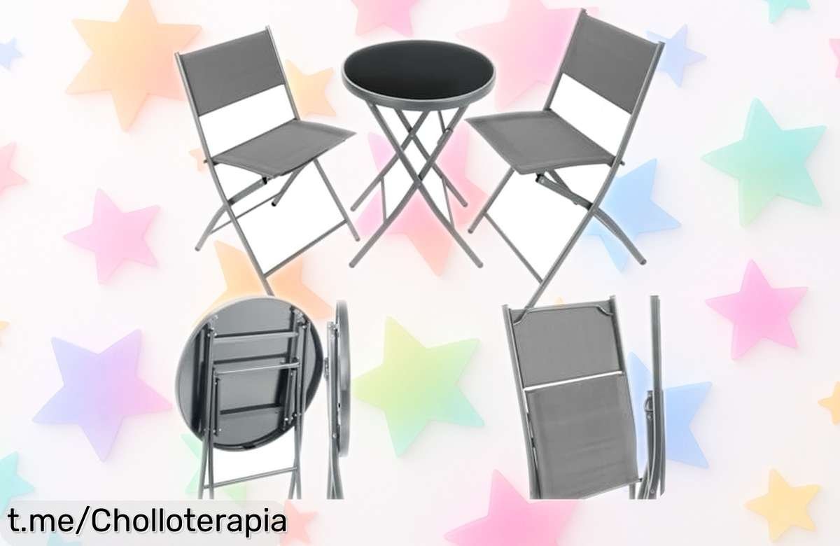 Conjunto de muebles de jardín Tectake en 3 piezas, diseño plegable y a un precio rebajado que te dejará boquiabierto ¡No pierdas esta oportunidad para disfrutar al aire libre!